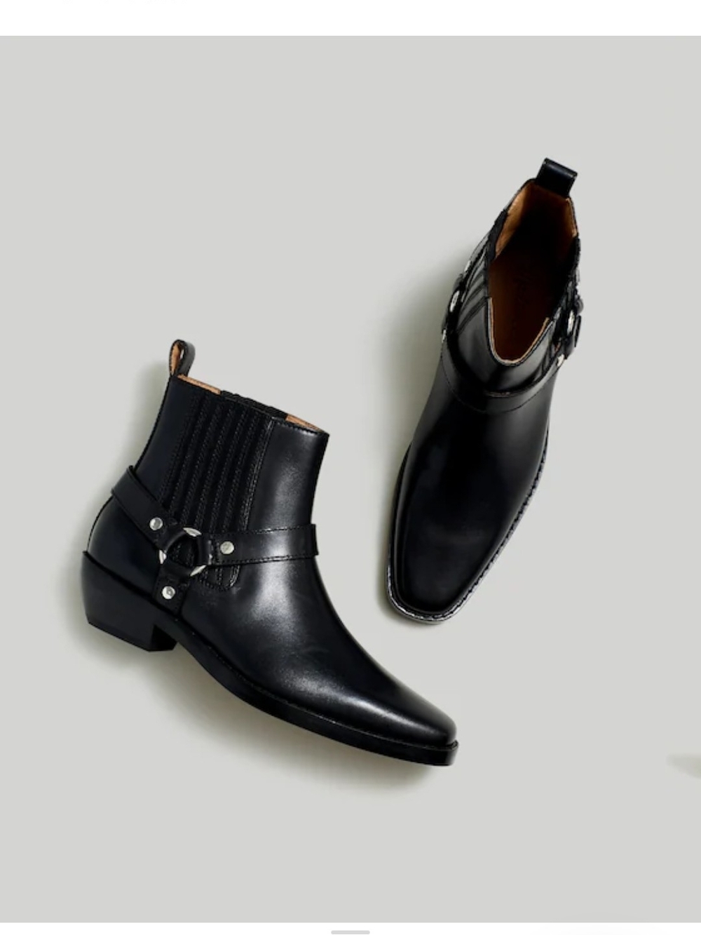 Madewell Black Leather Ankle Harness Booties